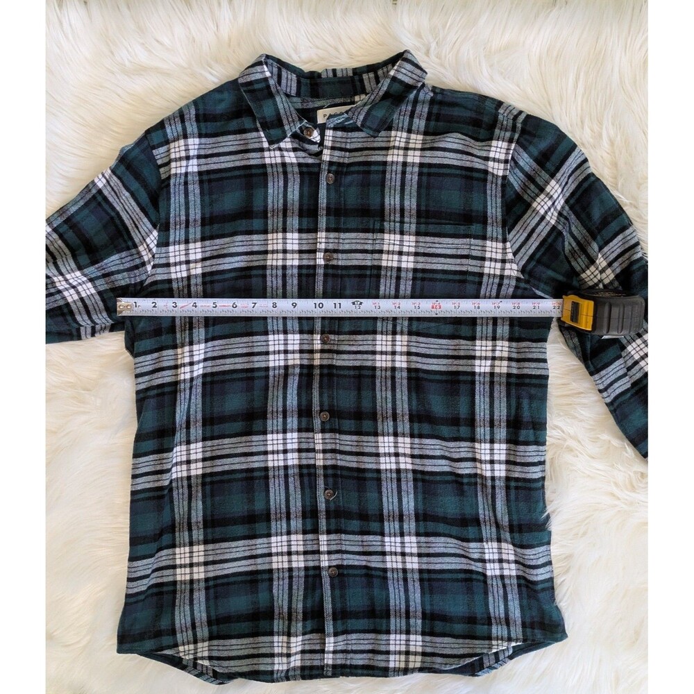PacSun Mens Flannel Large Green Plaid Button Up Long Sleeve Casual Grunge Skater - Picture 6 of 7